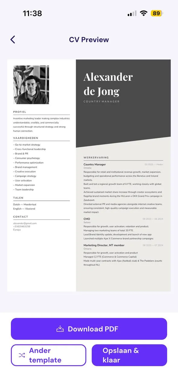 AI CV Builder - template 1
